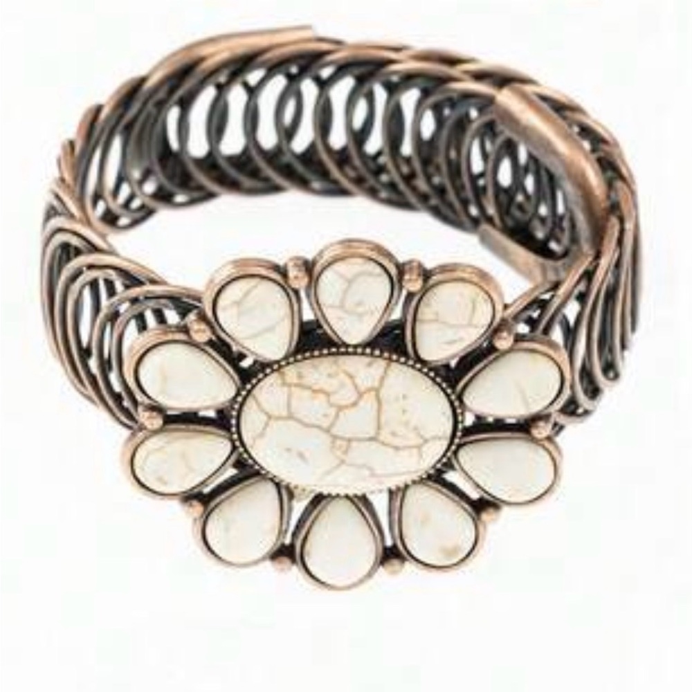Western Bracelet White Turquoise Cuff Bracelet Cowgirl Style